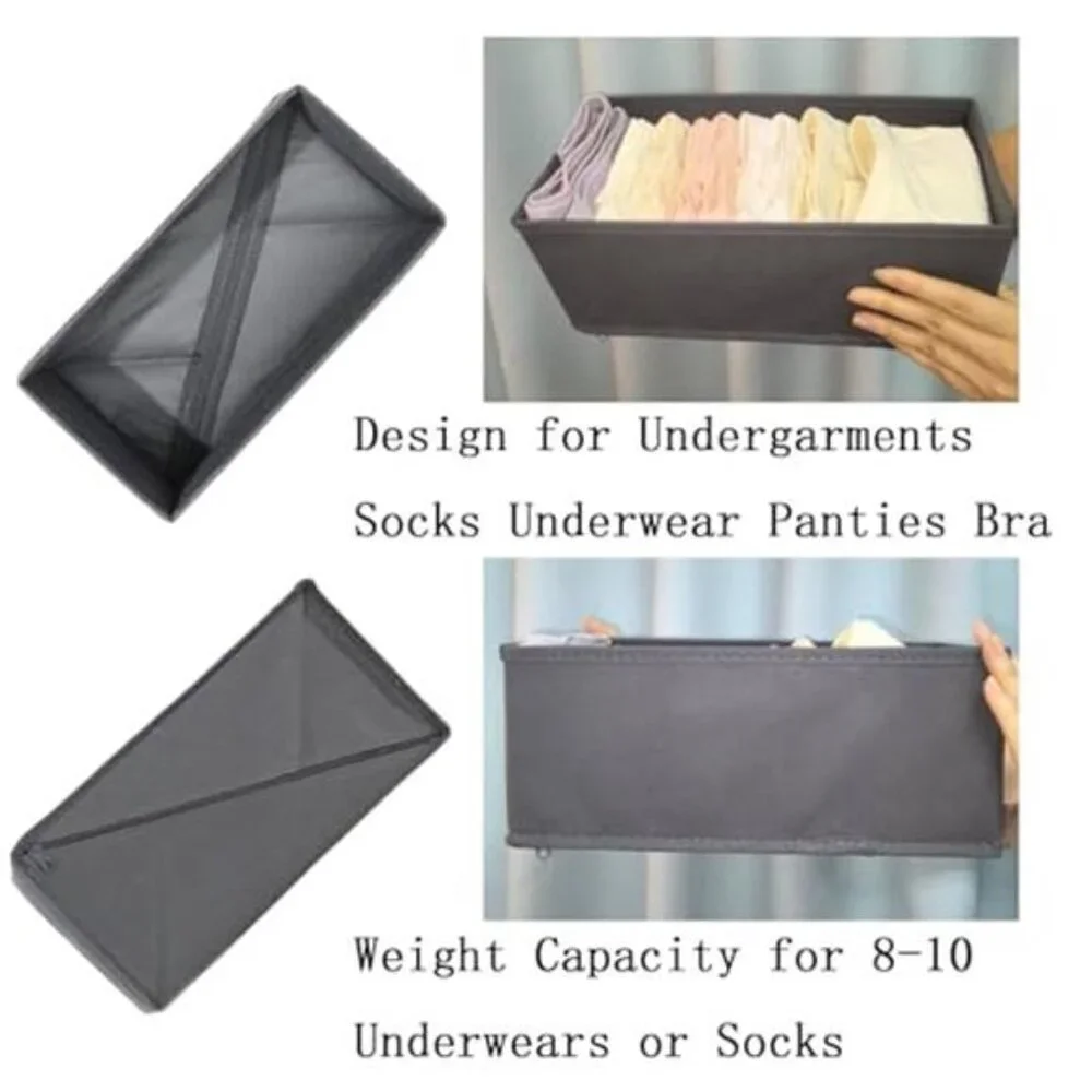 Sock Drawer Organizer 3 Pack Collapsible Fabric Storage Bins Closet Divider